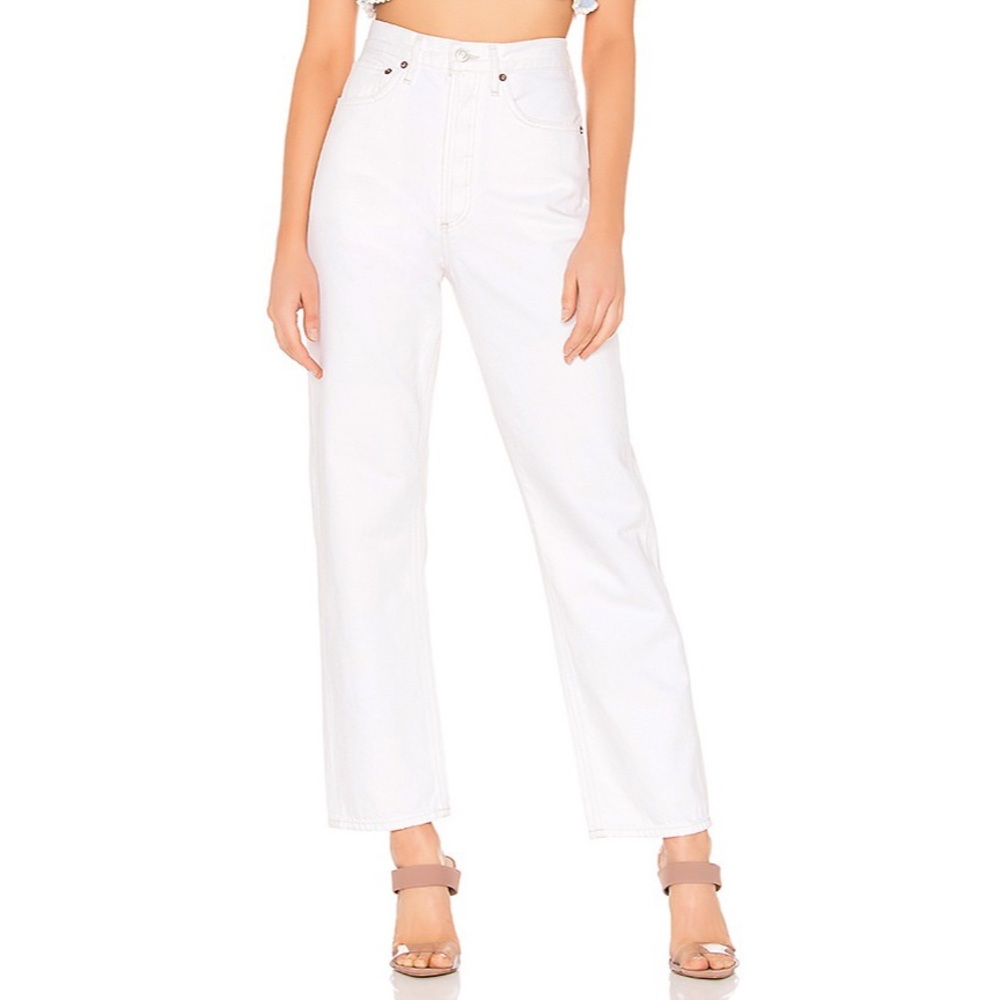 NWOT Agolde 90’s mid rise loose jeans white sz23